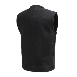 Bikers Place Mens Motorcycle Light weight Twill SOA Collarless Riding Club Zipper vest Exterior Gun pocket Blk (XL)