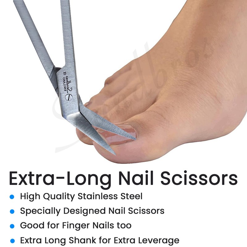 SANDBROS®Extra Long Toe Nail Scissors Clippers Cutters Back Pain Chiropody