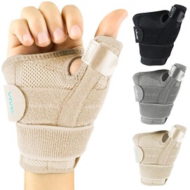 Vive Férula para pulgar y muñeca para mano derecha o izquierda, Férula Spica para túnel carpiano, tendinitis y artritis en manos o dedos, Soporte de compresión para mujeres y hombres Beige Pequeña