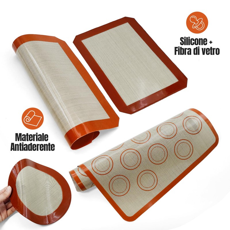 5 Stück Backmatten aus Antihaft-Silikon. Mikroperforierte Backmatte für Backofen. Wiederverwendbare