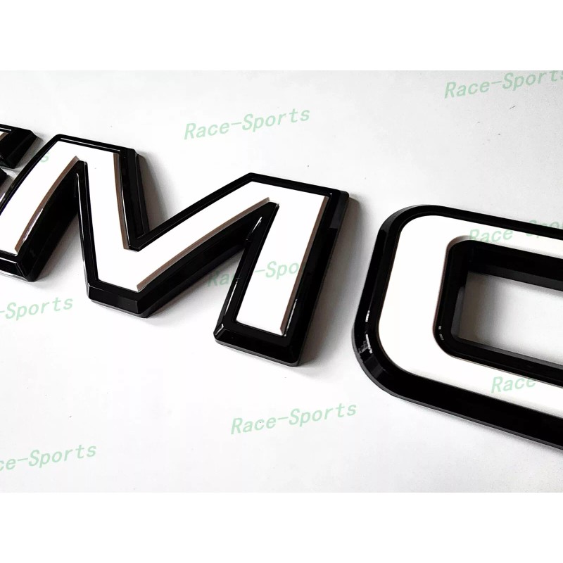 Auto GMC Rear Tailgate Gloss Black White GMC Emblem GMC