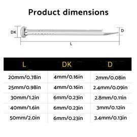 SHUNCHG Pack of 100 25 mm Steel Nails for Concrete Walls, Woodwork Brick Nails, Stainless Steel, Round Nails, Picture Nails, Universal Use for Indoor and Outdoor Use