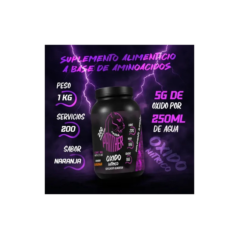 Oxido Nitrico Panther Protein 1 Kg 200 Servicios Pre Entreno
