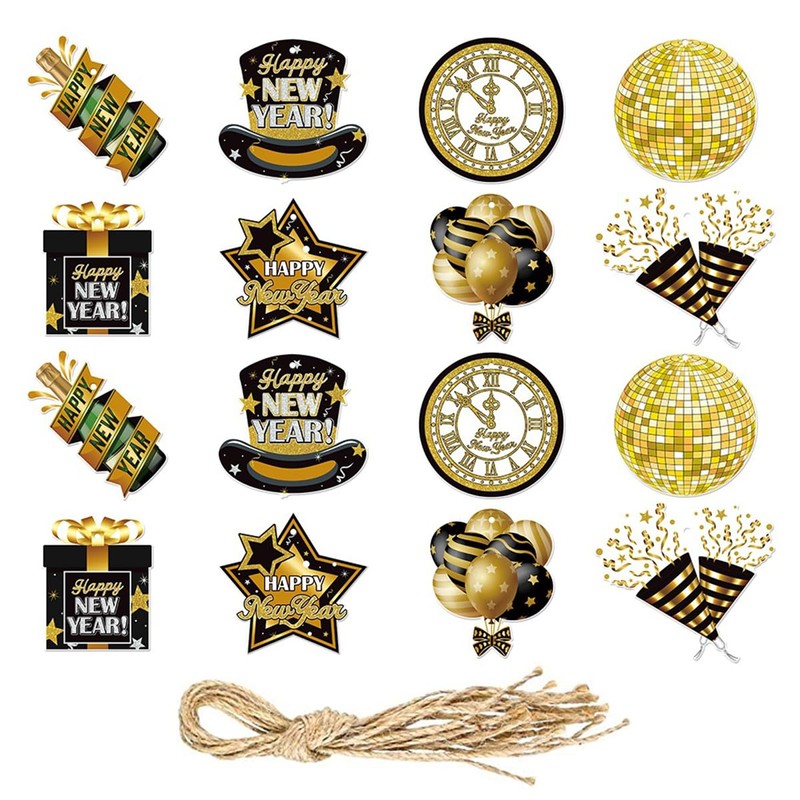 32 Pcs Happy New Year Hanging Ornament Decorations for Christmas