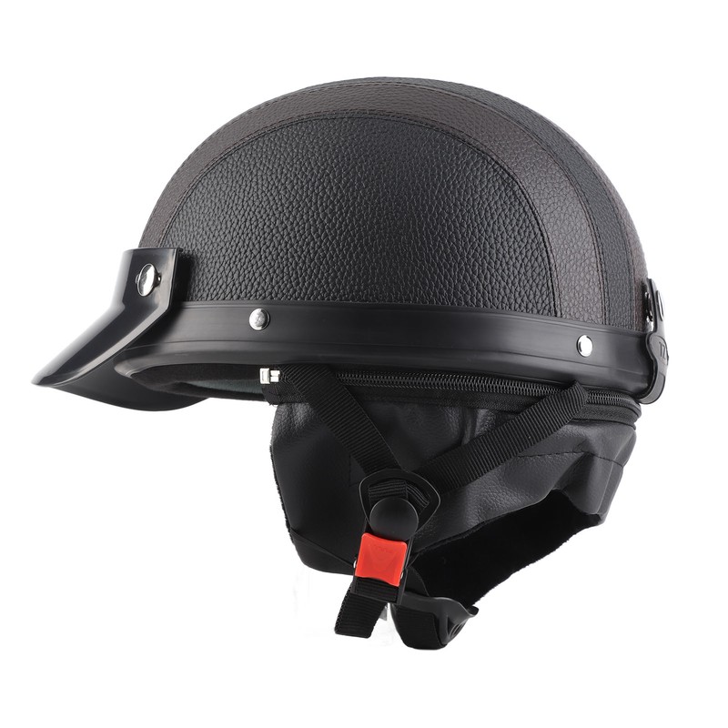 Half Helmet Breathable Sun Blocking Retro Safe PU Leather Motorcycle
