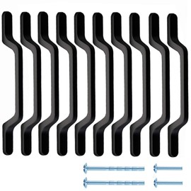 Fanruier Cabinet Handles Black Matt Suitable for Cupboards, Drawers, Shoe Racks, Wardrobe Handles (10, 128mm)