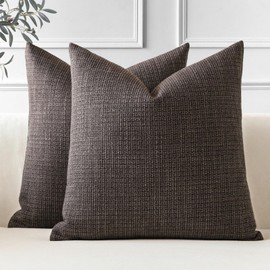 JOTOM Set of 2 Linen Cushion Covers, Decorative, Soft, Plain Throw Cushion Cover, Modern Cushion Covers, Sofa Cushion, Decorative Cushion Cover for Living Room, Bedroom, Decoration (40 x 40 cm, Brown)