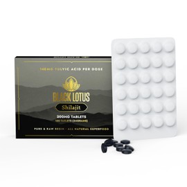 Black Lotus Shilajit Resin Tablets, 120 Count, 200mg Each, 100% Pure Natural Shilajit for Men & Women with Amino Acids, 140mg Fulvic Acid, 85 Ionic Trace Minerals, for Immune Support, Focus, Energy