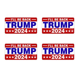 Trump 2024 I'll Be Back Hard Hat Stickers 4 Pack