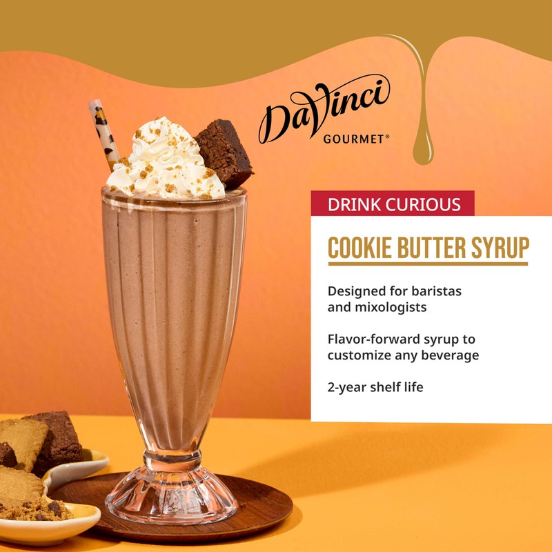DaVinci Gourmet Cookie Butter Syrup, Made with pure Cane Sugar,