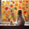 Fall Window Clings, 6 Sheets Autumn Maple Leaf Window Decals
