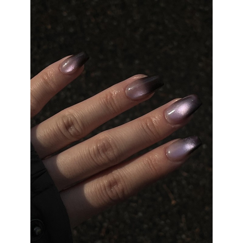 Purple Aurora Handmade Nail Tips - Short Oval / 퍼플