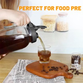 Lacusmall 64oz Glass Pitcher with Lid-2 Quart, Leak-Proof Wide Mouth Jar with Pouring Airtight Lid, Heavy Duty Glass Mason Jar Pitcher, Ideal Container for Water, Juice, Milk and Drinks Storage