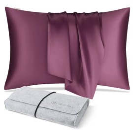 DISANGNI 100% Natural Mulberry Silk Pillow case for Hair and Skin with Hidden Zipper 22 Momme Both Sides Real Silk Pillow Case (1pc 50x75cm, Purple)