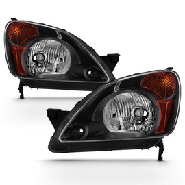 ACANII - For 2002 2003 2004 Honda CRV C-RV Headlights Headlamps Black Housing Replacement Driver & Passenger
