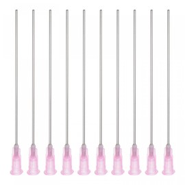 sourcing map Industrial Blunt Tip Dispensing Needle with Luer Lock for Liquid Glue Gun, 18G 3-1/5", 10 Pcs (Pink)