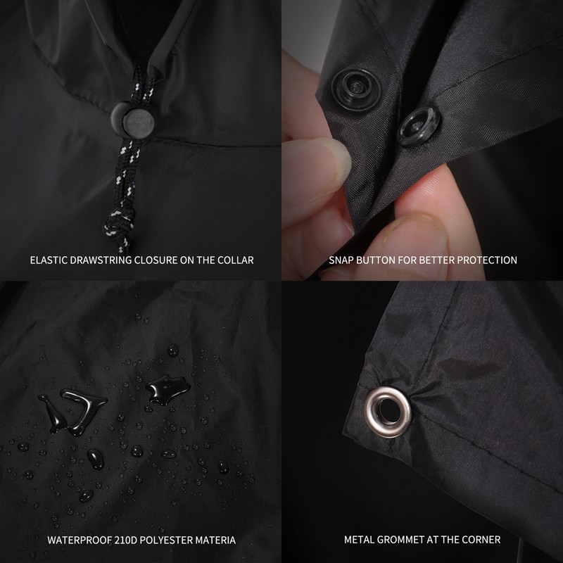 3-in-1 Waterproof Rain Poncho Lightweight Hooded Rain Coat Picnic Mat