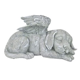 Pet Garden Statue, Pet Memorial Statue Resin Sleeping Durable for Outdoor (Angel Dog)