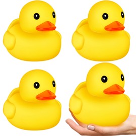 Harrycle 6 Pieces 5 Inches Large Yellow Rubber Ducks Large Duck Bath Toy Squeak Rubber Duckie Bathtub Floating Bath Duck for Birthday Party Decoration Gift Swimming Pool