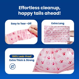 PawView Dog Poop Bags, Guaranteed Leak Proof and Extra Thick Poop Bag Rolls for Dogs, Lavender Scented, 270 Count, Pink