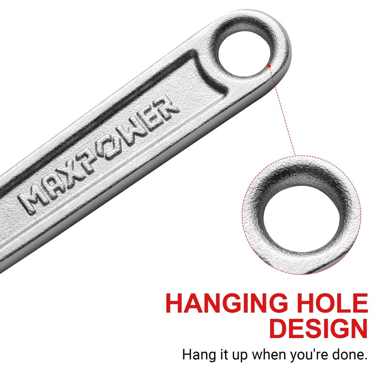 MAXPOWER Adjustable Wrench 8-inch Heavy Duty Spanner with Wide Caliber