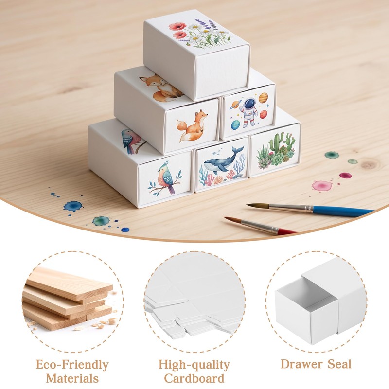 100 Pcs Plain Card Craft Matchboxes, White Matchbox 5x3x2.5 cm