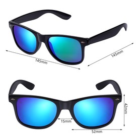 Fgdui 1pcs Polarized Sunglasses Retro Colored Glasses Protect Eyes from UV Damage Suitable for Sports Men and Women Outdoor Seaside(Bright black framed blue-green sheet)