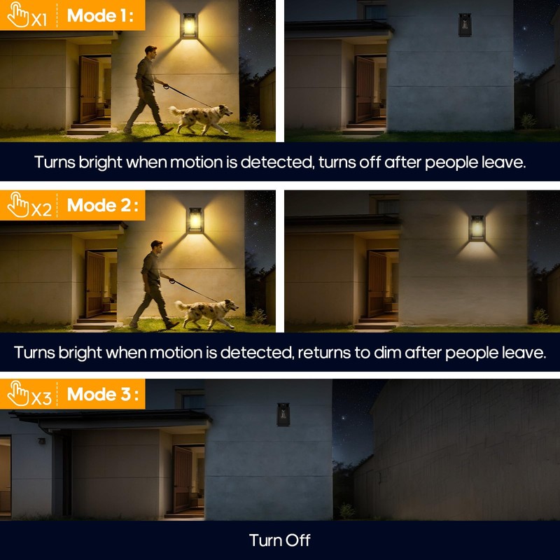 GOODEA 2 Pack Solar Wall Lights Outdoor Waterproof with Motion