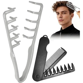 Peine Texturizante Plegable 2 en 1 para Cabello Rizado - Peine de Púas Anchas Voluminizador, Crea Rizos y Volumen, Uso Diario Profesional y Doméstico Unisex (Set de Peinado)