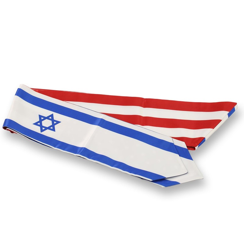 USA And Israel Flag Graduation Stole, Satin Embroidery Graduation Sash