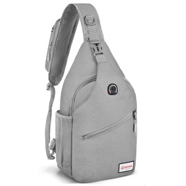 ZOMAKE Sling Bag,Small Crossbody Sling Backpack,Water Resistant Shoulder Bag Anti Thief Daypack(Grey New)