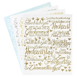 Ideen mit Herz Sticker "Hand Lettering Art" | Stickers | Various Lettering for Wedding, Love, Mourning, Christmas, Easter and much more | 4 Sheets each 20 x 23 cm (Wedding)