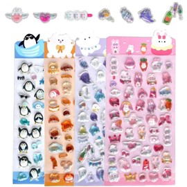 Set of 4 Cute 3D Reward Stickers, Sparkling, Girl Decor, Easy to Apply, Craft Supplies, Gift, DIY, Notebook (4)