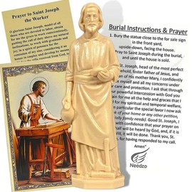 Xiciki St Joseph Statue for Selling Homes, Set with Instruction Cards and Prayer, St Joseph Statue to Sell Home, Saint Joseph Statue 2.36 Inches, Bookroom Statue, Complete Set