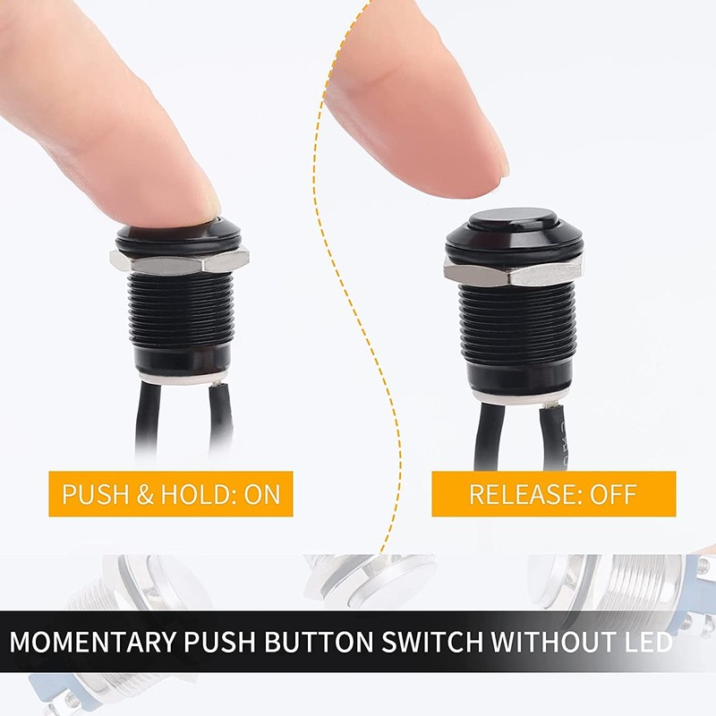 RUNCCI-YUN 10pcs 12 mm Push Button Waterproof Metal Push Button