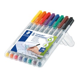 Staedtler Lumocolor 8 Count Assorted Color Fine Point Markers for Office School