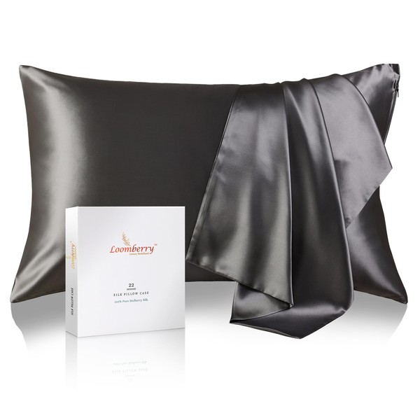 LOOMBERRY 100% Natural 22 Momme Pure Mulberry Silk Pillowcase for