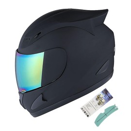 1STORM Motorcycle Bike Full FACE Helmet Anti Fog Shield Film Mechanic Matt Black with an Extra Anti Fog Resistant Film