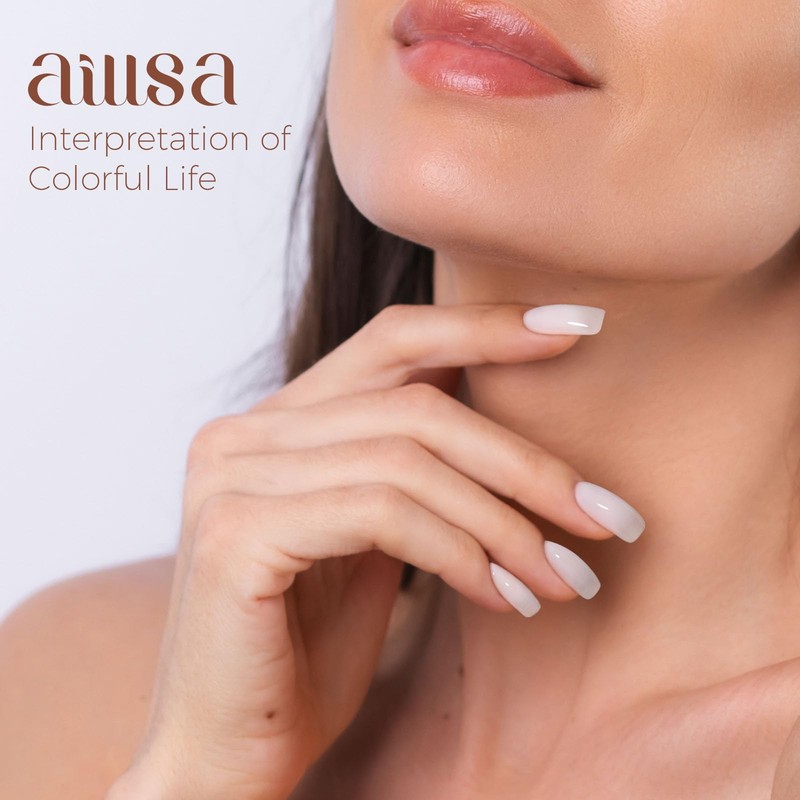 AILLSA Milky White Gel Nail Polish Natural Nude Jelly Gels