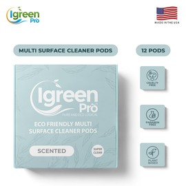 IGreen Pro Multi-surface All Purpose Cleaner | Refill Tablet 12 Water Soluble Pack | Fresh Great Scent | Makes 12 x 16 Fl oz bottles (192 Fl oz total) I Clean All surfaces I Made In USA