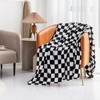 LOMAO Throw Blankets Flannel Blanket with Checkerboard Grid Pattern Soft