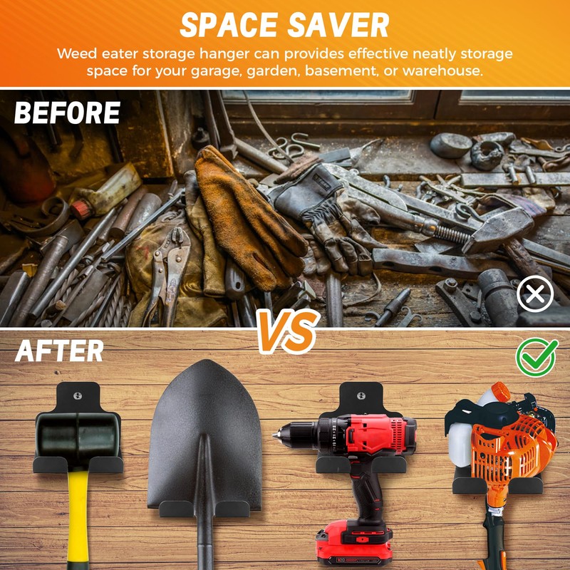 Garage Organizer, Garden Power Tool Hanger, Trimmer Rack, Weed Whackers