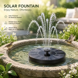 2.5W Solar Fountain Pump with 6 Nozzles – Floating Water Fountain for Bird Bath, Pond, Garden, Pool & Outdoor Water Feature