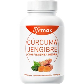 LIFEMAX Cúrcuma y Jengibre con Pimienta Negra | Suplemento Premium en Cápsulas Veganas Fácil de Digerir con Ingredientes Naturales