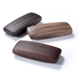 FEFI Hard Case Glasses Case in Beautiful Wood Look, Red-brown