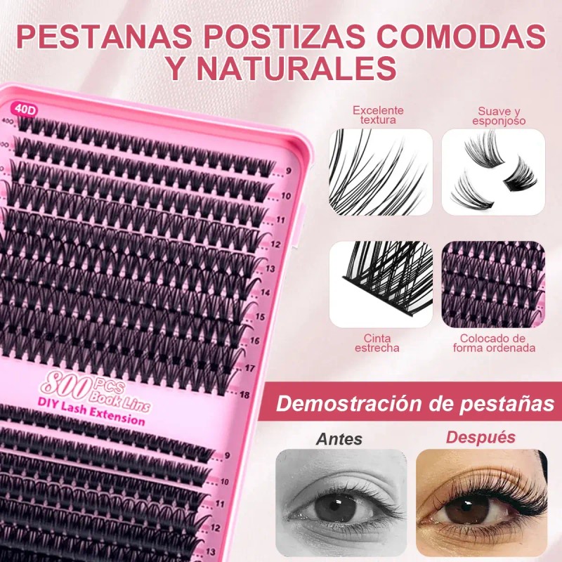 Extensiones De Pestañas 9-18mm 800pcs Para Maquillaje Diy