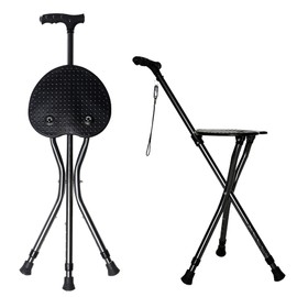 Yayayo Hold 440 lbs Folding Canes with Seat Walking Stick Height Adjustment Cane Seat Capacity Frosted Handle with Magnetic Therapy Stone Crutches Stool