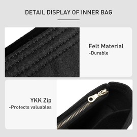 SENTEN Longchamp Wallet Insert, Compatible with Le Pliage, etc., to neatly store your bag, multicolor (black / gold)