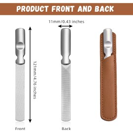Stainless Steel Nail File - Toe Nail File - Double-Sided Design and Non-Slip Handle - Includes a Leather case - Perfect for Home, Salon, or Travel use