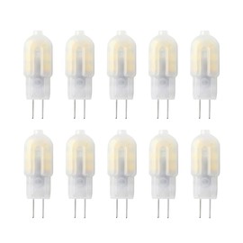 WULUN G4 Bi-Pin Base LED Bulbs 2 W Energy Saving Bulbs with Milky White Cover, Replace 20 W Halogen, 6000 K Cool White, 200 LM, 360° Beam Angle, AC/DC 12 V, Not Dimmable, Pack of 10
